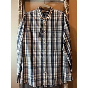 New 1901 Mens Plaid Long Sleeve Button‎ Down Trim Fit Casual Shirt Size Large